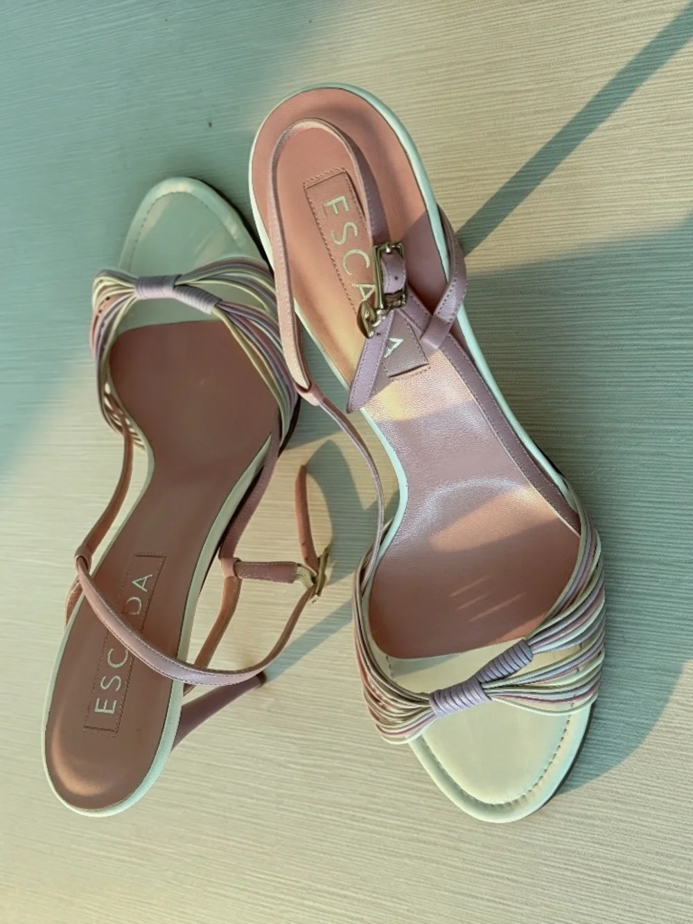 Vintage ESCADA Y2K Pastel Leather Strappy Heels EU 39